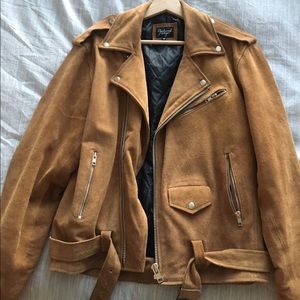 Reclaimed Vintage Suede Biker Jacket TAN SIZE M